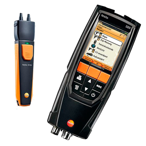 testo 320/510i комплект (с H2-компенсацией) — анализатор дымовых газов + смарт-зонд