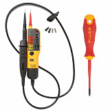 Fluke T110VDE/SD — комплект тестера напряжения/целостности с переключаемой нагрузкой (версия VDE) и крестообразной отвертки Fluke IPHS1