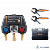 testo 550i комплект 1 в кейсе — цифровой манометрический коллектор — управляемый через приложение — с беспроводными зондами-зажимами для труб (NTC)