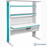 ГМ-12-7/ПР Гамма LAB RAL9010 — основание рабочего места лабораторного в комплекте с правосторонним электроблоком 1356*700*2000 мм