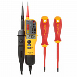 Fluke T130/SD — комплект тестера напряжения/целостности с ЖК-дисплеем с переключаемой нагрузкой и отверток (крестообразной отвертки Fluke IPHS1 и шлицевой отвертки Fluke ISLS8)