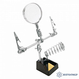 ProsKit 608-391E — зажим настольный вспомогательный третья рука с лупой и держателем паяльника