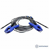 Комплект измерительных проводов длиной 5 м с разделенными токовыми зажимами типа «крокодил» с шириной схвата до 55 мм и потенциальными штыревыми щупами,