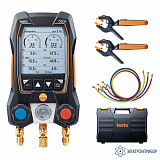 testо 550s комплект 3 в кейсе с шлангами — умный цифровой манометрический коллектор — смарт-зонды зажимы температуры и набор из трёх заправочных шлангов