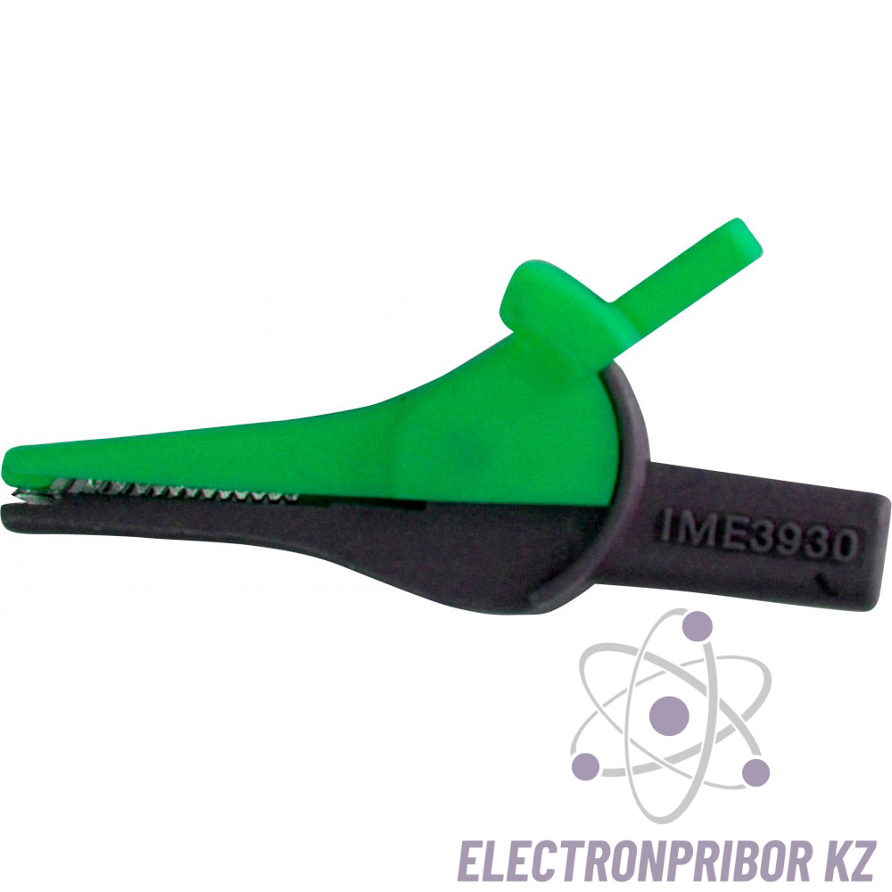 Зажим изолированный типа "крокодил" цвет зеленый — для вольтамперфазометра РС-30
