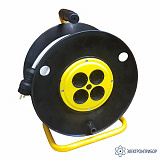 SUNTEK ПВС-ВП 3х2,5 черный 50м — удлинитель на пластиковой катушке 4-местный