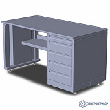 V6-1800 D ESD HPL (цвет RAL 7035) — верстак антистатический с драйвером на 5 ящиков (ЛДСП с антистатическим HPL пластиком)