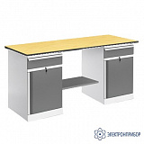 ВР-18+ТМБ-02+ТМБ-02/№1 — верстак — оснащенный двумя тумбами ТМБ-02 — тип столешницы №1