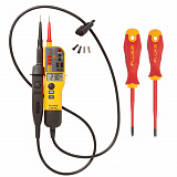 Fluke T130VDE/SD — комплект тестера напряжения/целостности с ЖК-дисплеем с переключаемой нагрузкой (версия VDE) и отверток (крестообразной отвертки Fluke IPHS1 и шлицевой отвертки Fluke ISLS8)