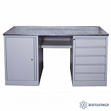 V6-1800 TD ESD HPL (цвет RAL 7035) — верстак антистатический с тумбой и драйвером на 5 ящиков (ЛДСП с антистатическим HPL пластиком)